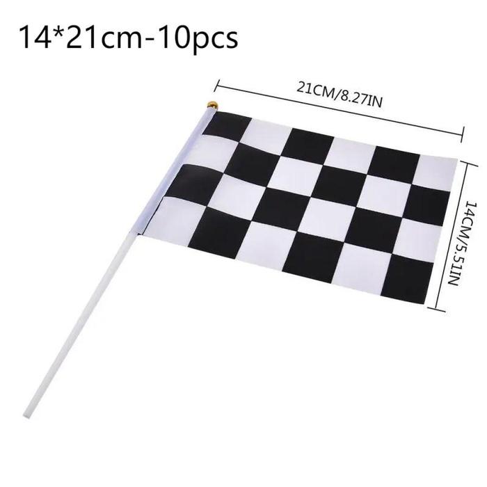 Gambar 10pcs Bendera Balap Motif Kotak Hitam Bendera Balapan Race Hand Flag - 14*21cm-10pcs dari Penny-Y undefined Tokopedia