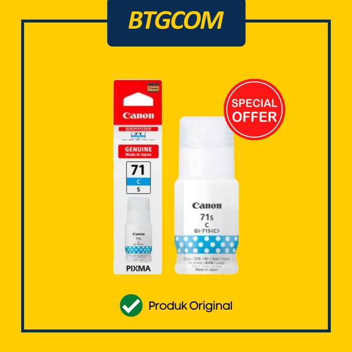 Gambar TINTA PRINTER CANON GI-71 SMALL/71S ORIGINAL G1020/G2020/G3020/G3060 - Cyan dari btgcom undefined Tokopedia