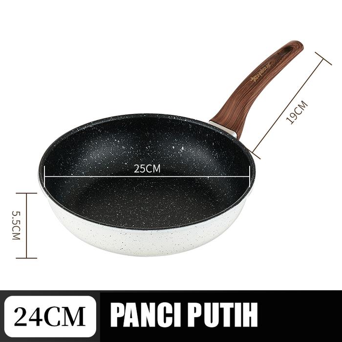 Gambar Ollahom Frying Pan - Wajan Penggorengan Anti Lengket Granit Tebal - Putih 24cm dari Ollahom Official Store undefined Tokopedia