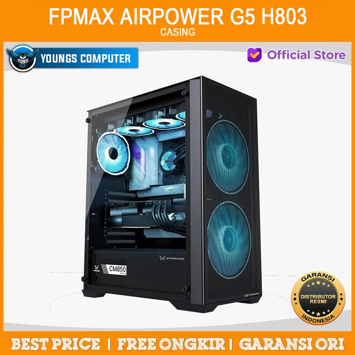 Gambar Casing FPMAX AIRPOWER G5 H803 + 2 Fan 160mm RGB ATX Gaming Case Black dari YOUNGS COMPUTER undefined Tokopedia