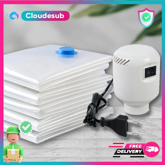 Gambar SET KANTONG PLASTIK VACUM/VAKUM/VACUUM BAG BAJU PAKAIAN SET POMPA - 30x50 dari cloudesub.id undefined Tokopedia