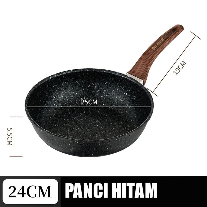 Gambar Ollahom Frying Pan - Wajan Penggorengan Anti Lengket Granit Tebal - Hitam 18cm dari Ollahom Official Store undefined Tokopedia