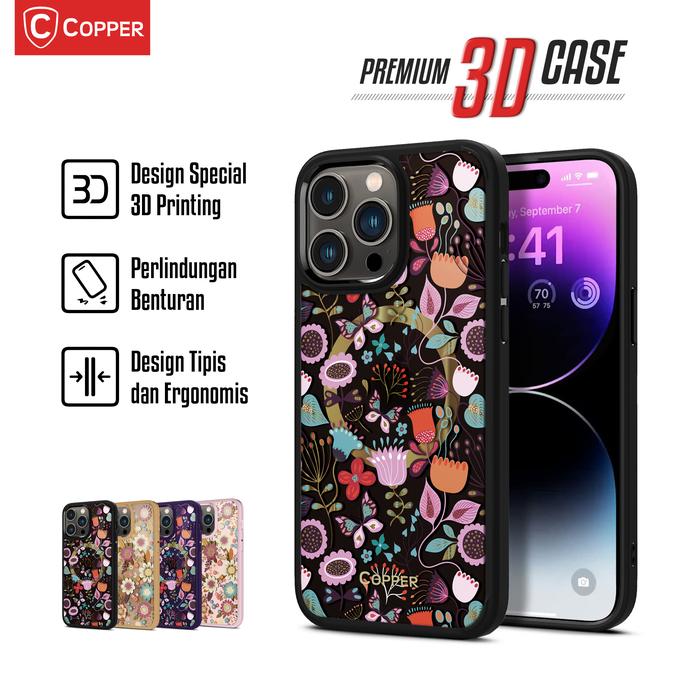 Gambar iPhone 14/Pro/Pro Max - Copper Case 3D Printing (Wireless Charging) - Hitam, IP 14 dari Copper.Medan undefined Tokopedia