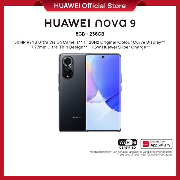 Gambar HUAWEI nova 9 Smartphone [8GB+256GB] - Black dari Huawei Indonesia undefined Tokopedia