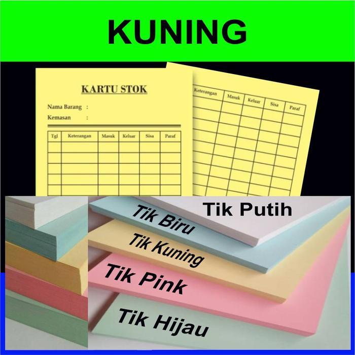 Gambar CETAK Kartu STOCK barang, kartu IURAN, kartu ABSEN ( TEBAL ) - Kuning, 1/3 Folio dari PIONIKA STORE undefined Tokopedia