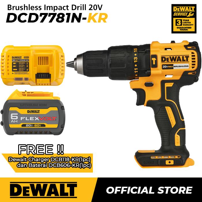 Gambar Dewalt Brushless Impact Drill / Bor Impact Baterai DCD7781N UNIT ONLY - Full Set 6.0 Ah dari Dewalt ID undefined Tokopedia