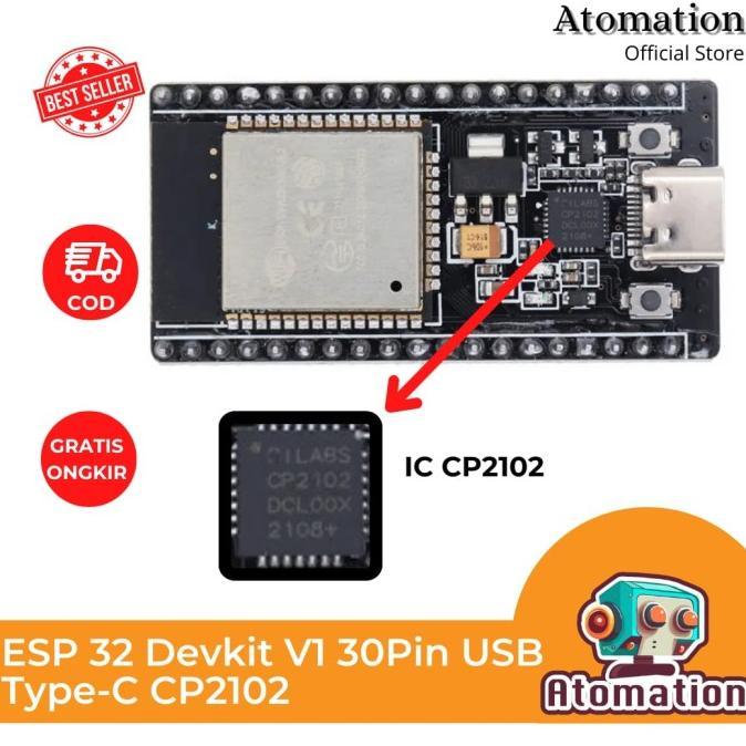 Gambar New Esp32 Esp-32 Development Board Devkit V1 Usb Type-C Original - CP2102 dari Mekar Adi Jaya undefined Tokopedia