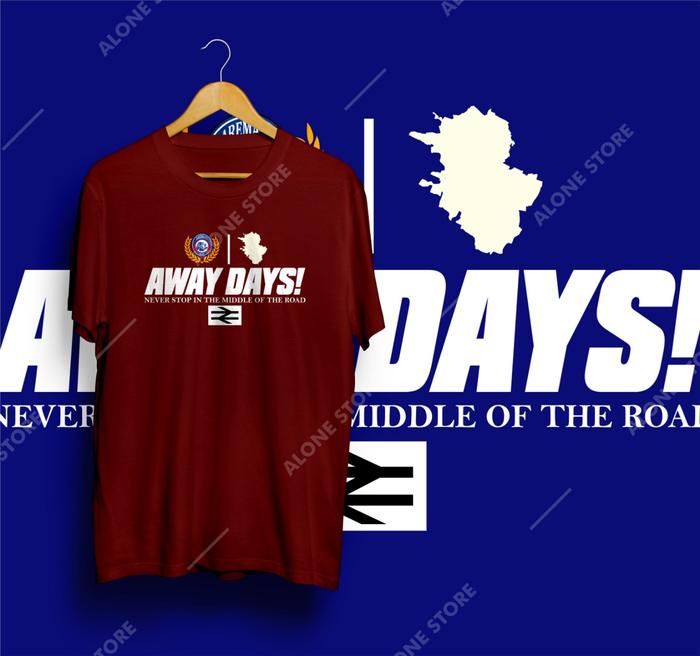 Gambar T-Shirt AWAY DAYS AREMA MALANG // Kaos Sablon Bola // Kaos Bola Murah - Maroon, XL dari Alonestore_galih undefined Tokopedia