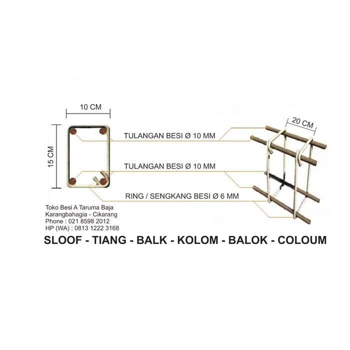 Gambar SLOOF, KOLOM Ø 10 SNI TP24@4, R 10 X 15 Ø 6 MM (20 cm) Sloof, Balok dari ATB168 undefined Tokopedia
