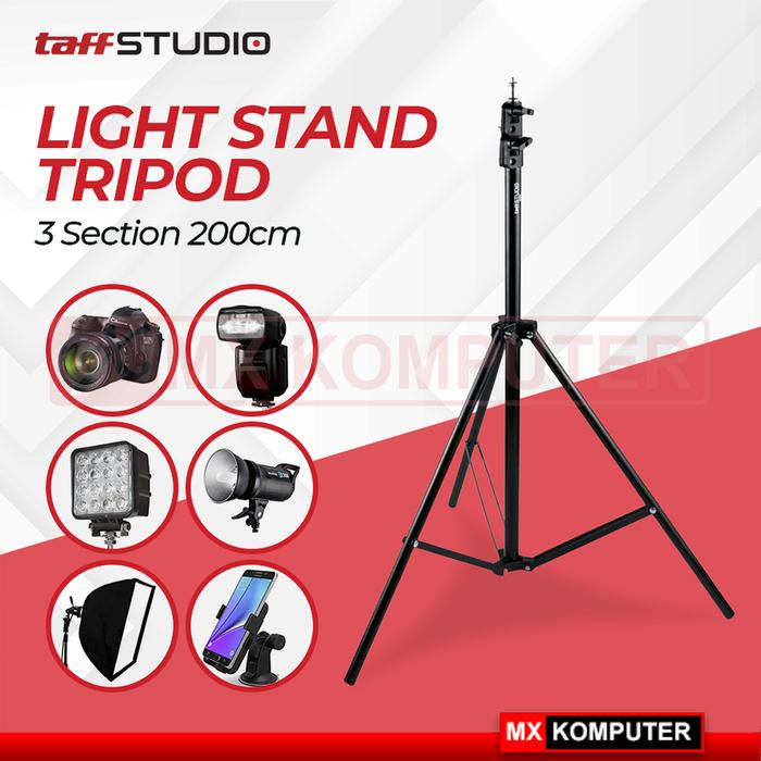 Gambar TaffSTUDIO Portable Light Stand Tripod 200cm for Studio Lighting dari MXKomputer_NEW undefined Tokopedia