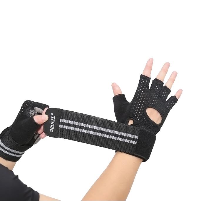 Gambar Aolikes A113 Half Finger Wrist Support Weightlifting Gym Glove BLACK - M dari Aolikes Indonesia undefined Tokopedia
