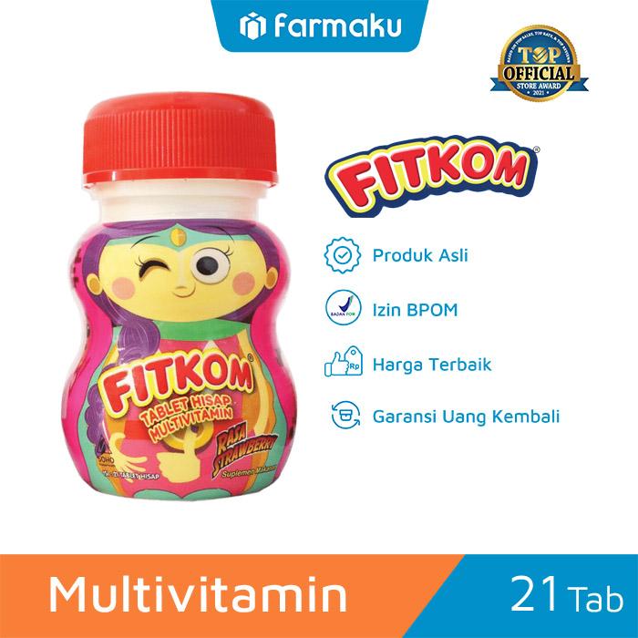 Gambar Fitkom Rasa Strawberry Isi 21 Tablet Hisap - Multivitamin Anak dari Farmaku undefined Tokopedia