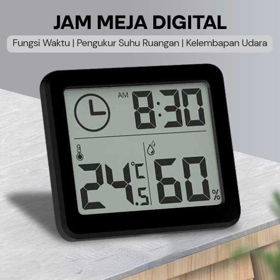 Gambar Jam Digital Meja Dinding Multifungsi Thermometer Hygrometer Sensor - Hitam dari MALL-AKU undefined Tokopedia