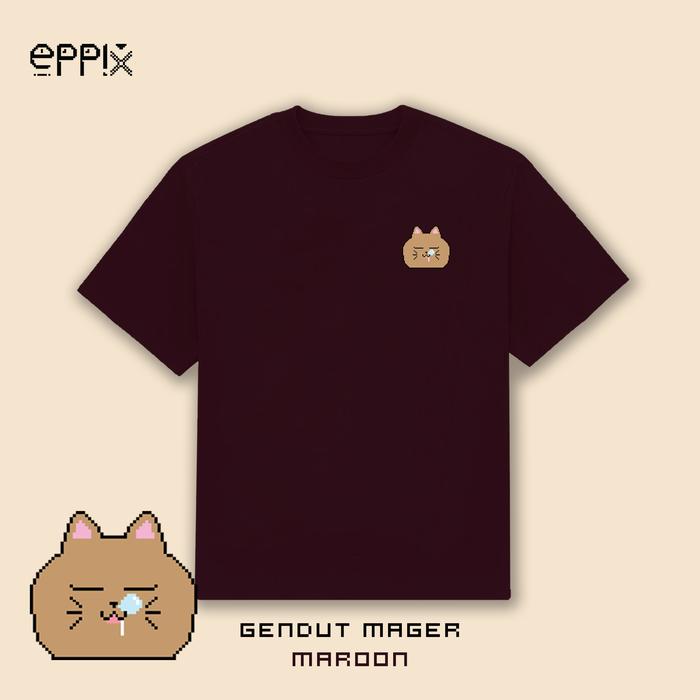 Gambar kaos pria wanita gambar kucing tidur pixel - Maroon, XL dari Eppix Indonesia undefined Tokopedia