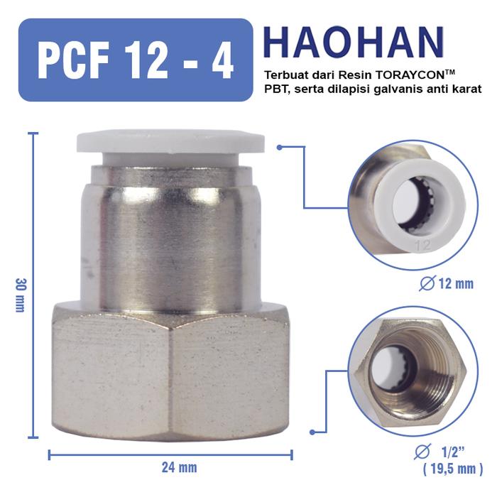 Gambar PCF Fitting Lurus Female Pneumatic Slip Lock Drat Dalam - PCF 12-4 dari CAHAYA PERMATA PERMAI undefined Tokopedia
