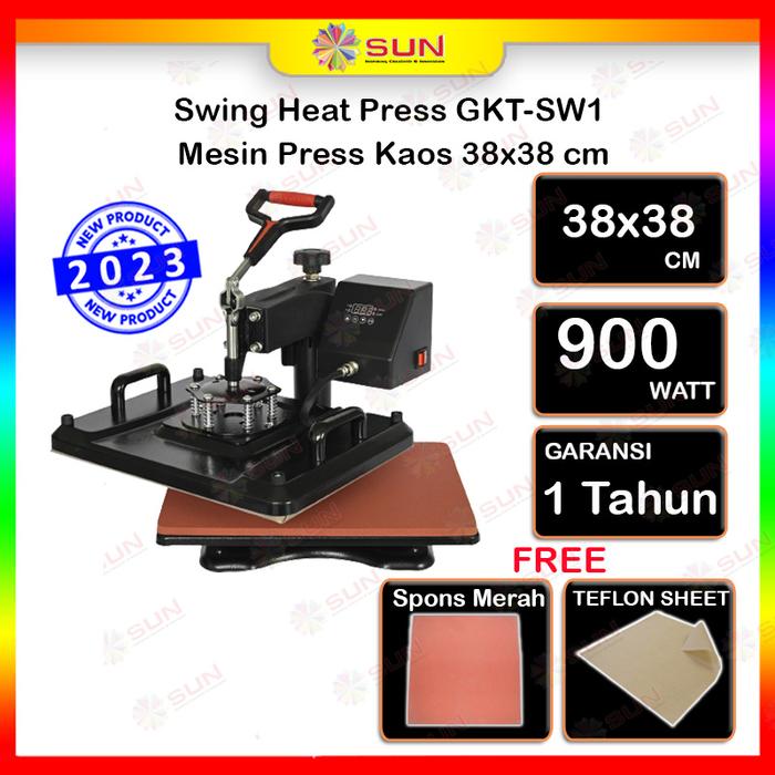 Gambar Mesin Press Kaos / SUN Swing Heat Press ES-01 UK 38 X 38cm + PETI KAYU - GKT-SW1 38X38, Makassar dari Sun Indonesia undefined Tokopedia