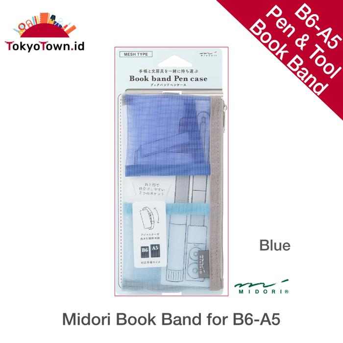 Gambar Midori Pen Case Book Band for B6-A5 Mesh - Blue dari Tokyo Town undefined Tokopedia