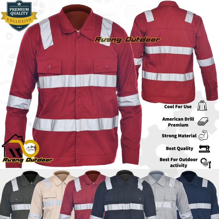 Gambar Kemeja Wearpack Zipper Resleting Baju Seragam Safety Tambang Proyek - Maroon, XXL dari Ruang Outdoor undefined Tokopedia