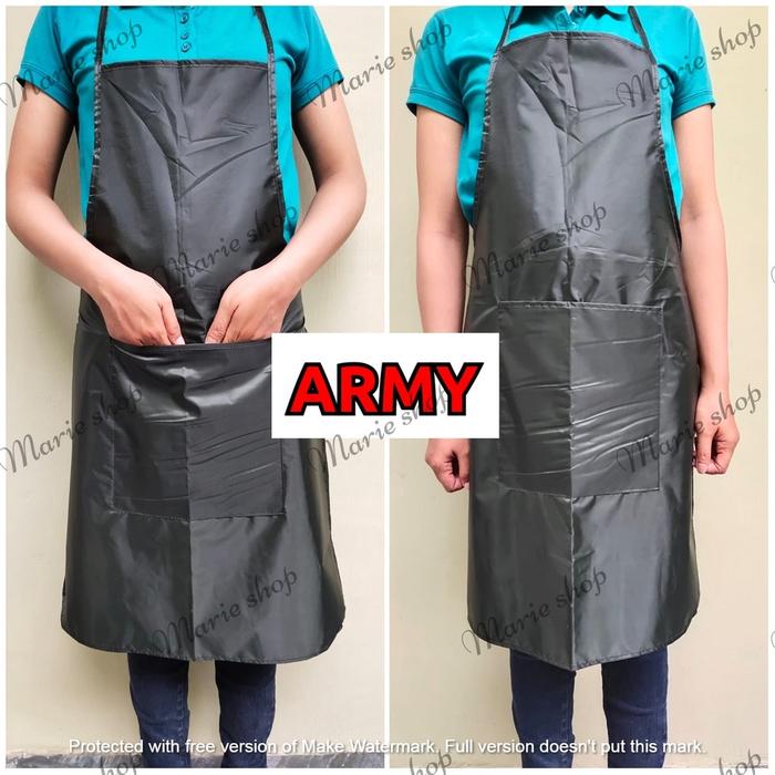 Gambar CELEMEK ANTI AIR/CELEMEK DAPUR/APRON MEMASAK WATERPROOF/CELEMEK POLOS - DEWASA,ARMY dari MARIE OS undefined Tokopedia