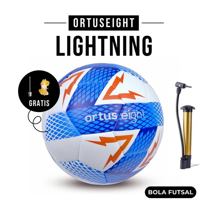 BOLA FUTSAL ORTUSEIGHT LIGHTNING PREMIUM EMPUK Biru, Dengan pompa
