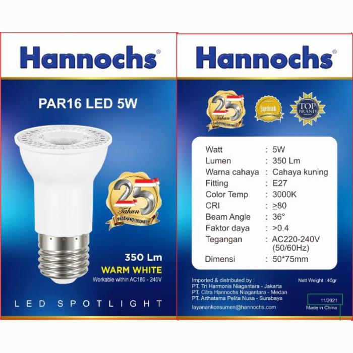 Gambar Hannochs Spotlight LED Par16 5watt WW E27 - Spot Light -Cahaya Kuning dari Electric's Store undefined Tokopedia