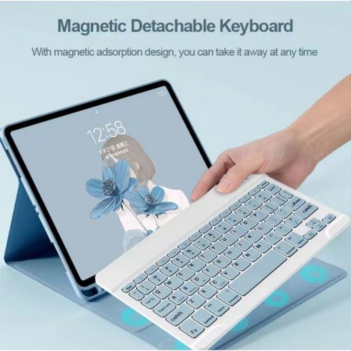 Gambar Samsung Tab S9 FE 10.9 SM-X510 Leather Flip Case Keyboard Bluetooth - Biru Muda dari Free Case undefined Tokopedia