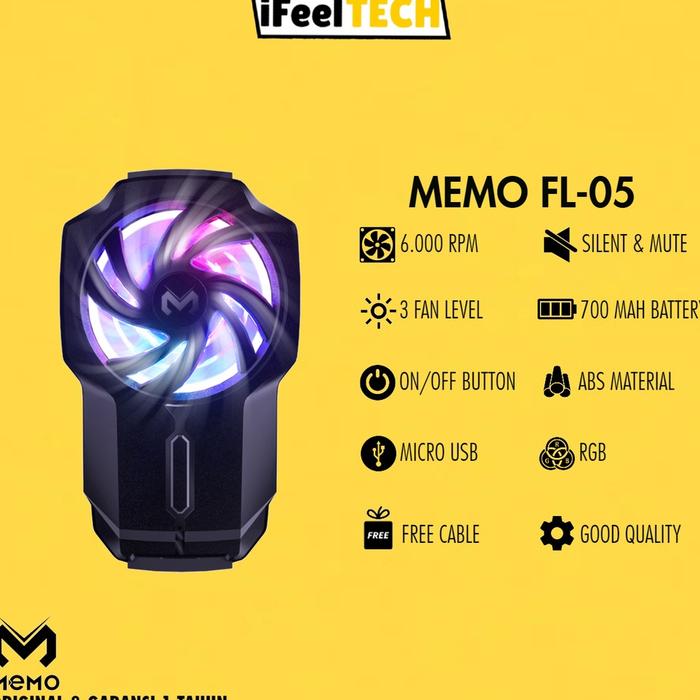 Gambar Terbatas iFeelTech - Original Memo FL05 LED Mobile Phone Cooler Gaming - MEMO FINGER SLEEVE dari TessaAprilianiShop undefined Tokopedia