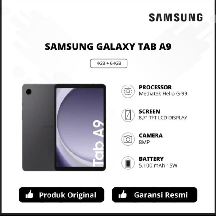 Gambar Samsung Galaxy Tab A9 LTE 4/64 Garansi Resmi dari Solid Cellular undefined Tokopedia