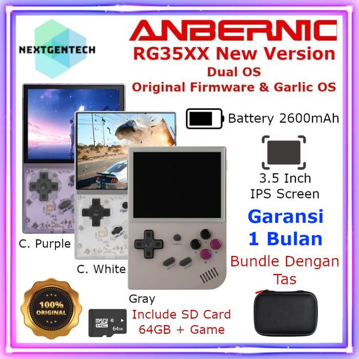 Gambar Anbernic RG35XX Retro Handheld Console Mini Portable Video Game System - OFW, Clear Purple dari NextGenTech undefined Tokopedia