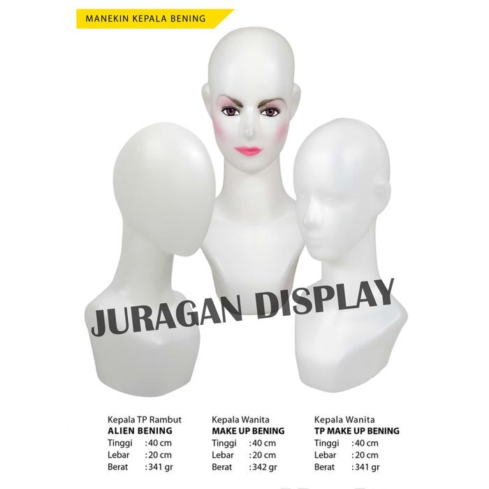 Jual MANNEQUIN KEPALA DEWASA ALIEN| PATUNG HIJAB | | PUTIH-BENING