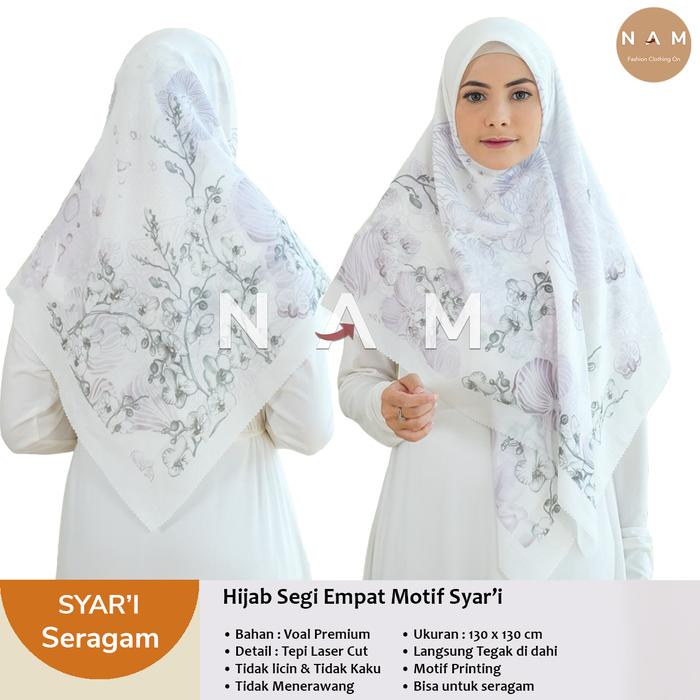 Gambar Kerudung Syari Motif Bunga Jilbab Segi 4 Jumbo Hijab Segi Empat Besar - SYARI 25 dari NAM Store Official undefined Tokopedia