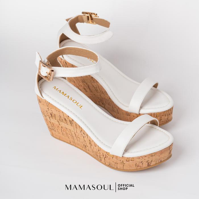 Gambar MAMASOUL Jane - Wedges Sepatu Sandal Wanita Tali Sendal 9cm - WHITE, 42 dari Mamasoul Shop undefined Tokopedia