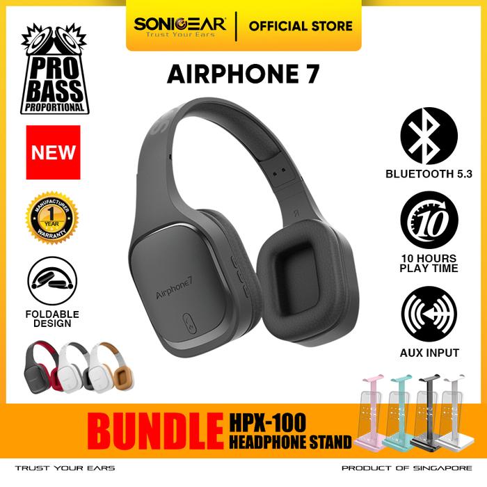 Gambar Headphone Bluetooth 5.3 SonicGear Airphone 7 Headset With Microphone Earphones Wireless - B.Gun Metal, Black dari Sonicgear Indonesia undefined Tokopedia