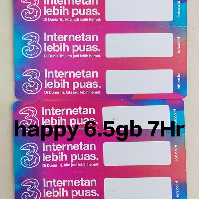 Gambar voucher tri happy 6.5gb 7hr dari Tunjung Cell undefined Tokopedia