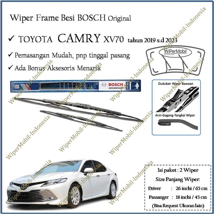 Gambar Wiper for Toyota CAMRY tahun Keluaran 2019 2020 2020 2021 2022 2023 - FrameBesi Bosch dari wipermobil undefined Tokopedia
