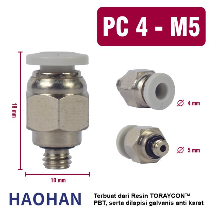 Gambar PC Fitting Lurus Male Pneumatic Slip Lock Drat Luar Type MPC - PC4-M5 dari XIN LIFA undefined Tokopedia