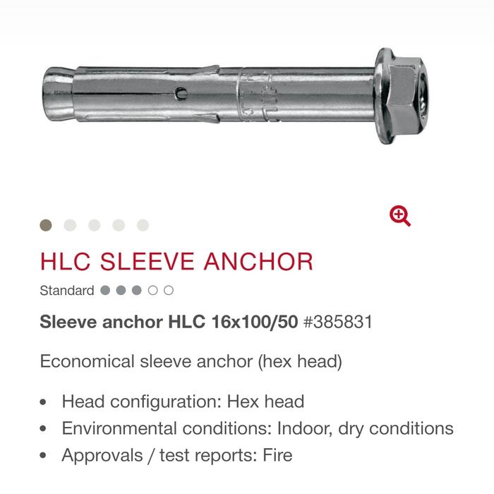 Jual DYNABOLT DINABOLT SLEEVE ANCHOR ANGKUR HILTI HLC 16 x 100 / 50 M16
