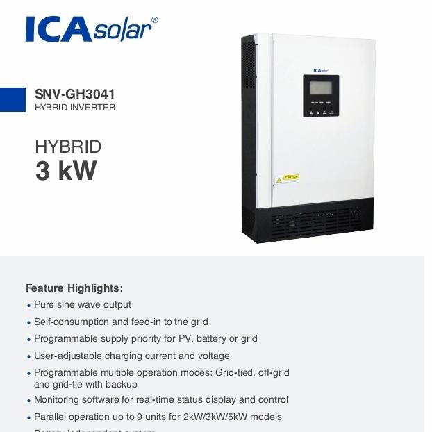 Hybrid Bidirectional ICAsolar Ongrid Offgrid 48v 3000W