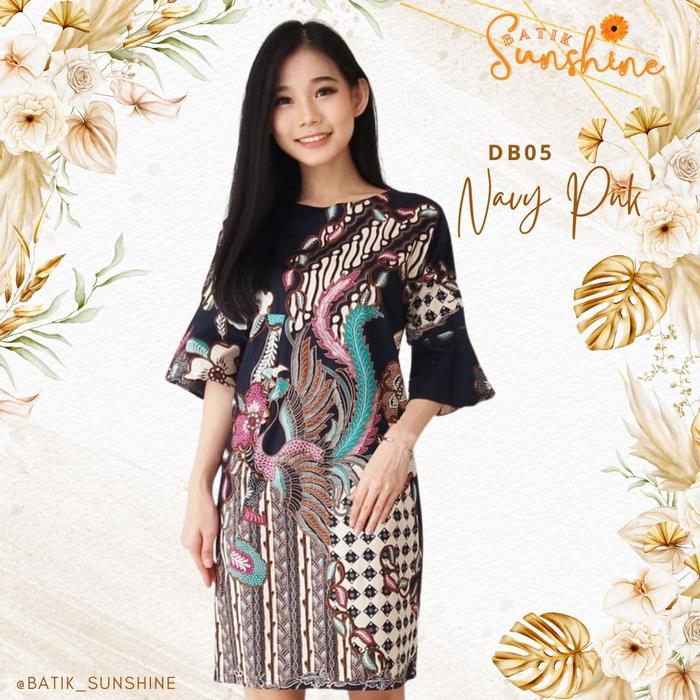 Gambar Dress/Terusan Batik Wanita DB05 PNK RED NAVY BROWN BLACK - NAVY PNK dari Batik Sunshine undefined Tokopedia