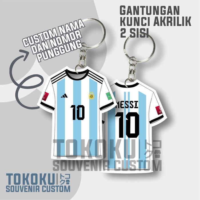 Gambar (PROMO) GANTUNGAN KUNCI JERSEY TIMNAS SEMUA TIM CUSTOM NAMA NOMOR - ARGENTINA HOME dari tokoku souvenir undefined Tokopedia