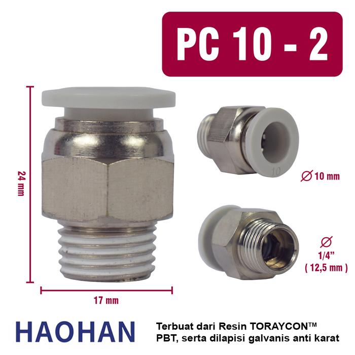 Gambar PC Fitting Lurus Male Pneumatic Slip Lock Drat Luar Type MPC - PC10-2 dari XIN LIFA undefined Tokopedia