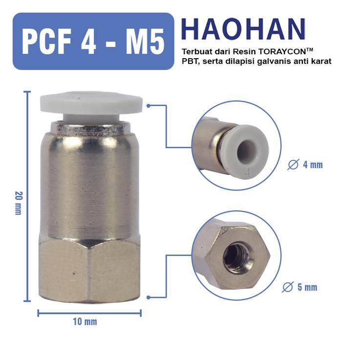 Gambar PCF Fitting Lurus Female Pneumatic Slip Lock Drat Dalam Type MPCF - PCF4-M5 dari XIN LIFA undefined Tokopedia