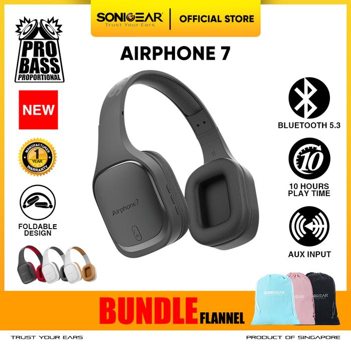 Gambar SonicGear Headphone Bluetooth Airphone 7 Bundle Pouch Headset Flannel - B.Gun Metal, Peach dari Sonicgear Indonesia undefined Tokopedia