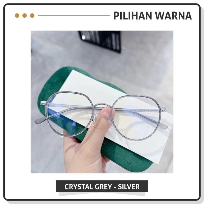 Gambar Kacamata Minus Anti Blueray Colore.in Metal TR 90 Bulat Trendy M2369 - Crystal Grey, Frame Saja dari Colore.in Eyewear undefined Tokopedia