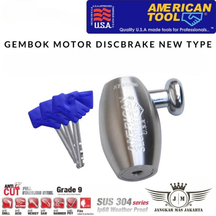 Gambar GEMBOK KUNCI PENGAMAN CAKRAM MOTOR AMERICAN TOOL SECURE - A731380 BULAT dari JANGKAR MASS JAKARTA undefined Tokopedia