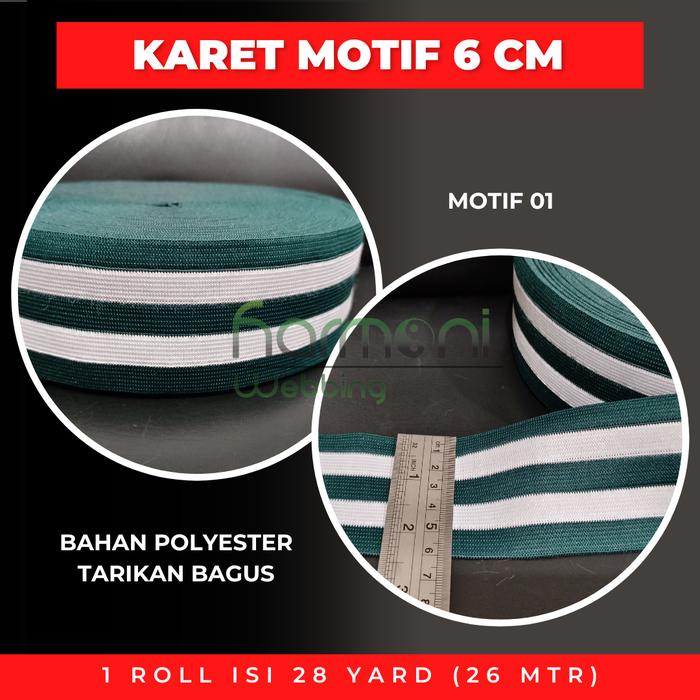 Gambar Karet Elastis 6 cm motif 5 warna - 01 dari Harmoni Webbing undefined Tokopedia