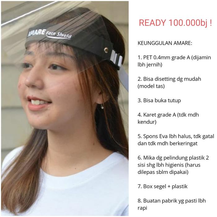 Gambar face shield flip AMARE (buka tutup) facemask apd dari Smart Mom n Baby undefined Tokopedia