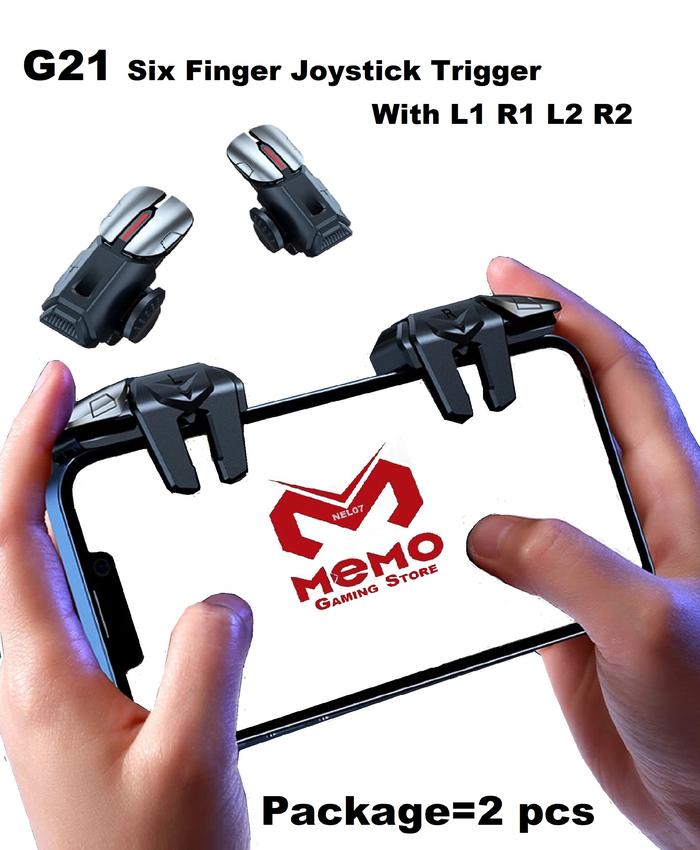 Promo G 21 Gaming Controller L1 R1 L2 R2 Joystick Six Finger phone ...