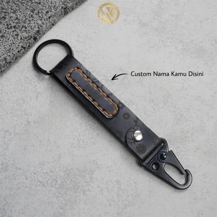 Gambar Keychain Leather Grafir Custom Nama Gear Series Gantungan Kunci motor - Black dari Lanyard Craft undefined Tokopedia