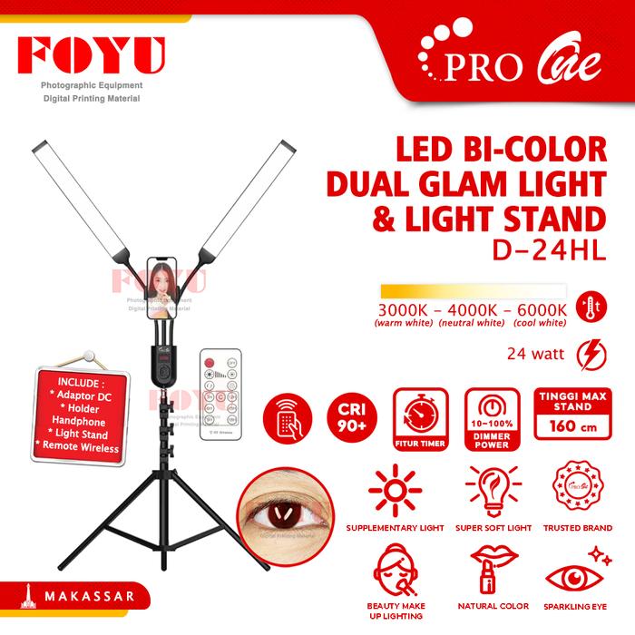 Gambar LED Dual Bar Glam Light Lampu Rias Makeup Pro One D-24HL Live Beauty dari Foyu Photo Makassar undefined Tokopedia